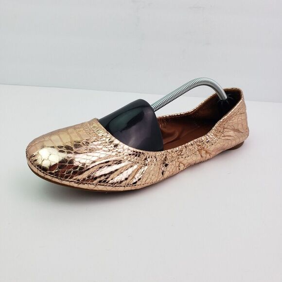 Lucky Brand Womens Sz 10 Rose Gold Snake Pattern Slip On Ballet Flats Shoes - Picture 4 of 13